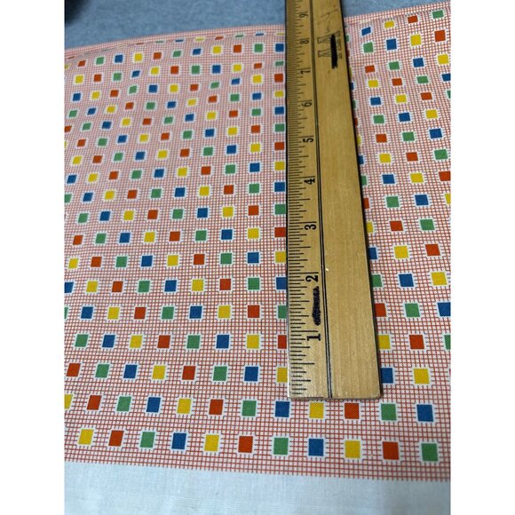 Play All Day by American Jane Cotton Fabric 19" x 44" Red Grid Multicolor Square - Picture 2 of 6